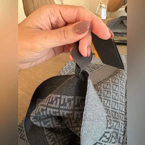 Fendi Gray and Black Monogram Scarf